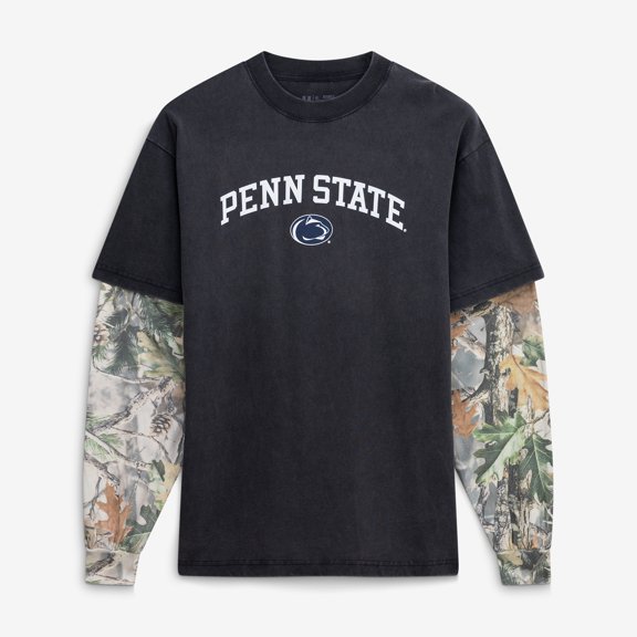 Men's Uscape Apparel Black/Camo Penn State Nittany Lions Back Bay Twofer Heavyweight Long Sleeve T-Shirt
