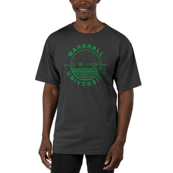 Men's Uscape Apparel Black Marshall Thundering Herd Garment Dyed T-Shirt