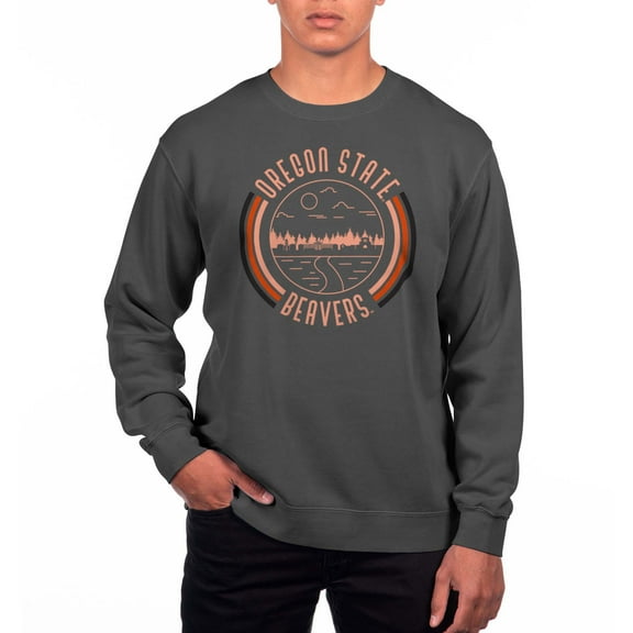 Men's Uscape Apparel Black Oregon State Beavers Pigment Dyed Fleece Crew Neck Sweatshirt