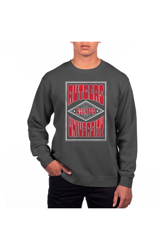 Men's Uscape Apparel Black Rutgers Scarlet Knights Pigment Dyed Fleece Crewneck Sweatshirt