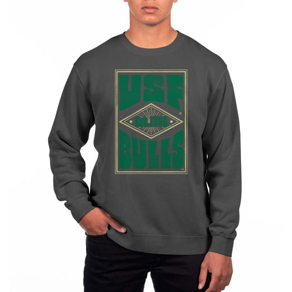 Men's Uscape Apparel Black South Florida Bulls Pigment Dyed Fleece Crewneck Sweatshirt