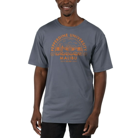 Men's Uscape Apparel Blue Pepperdine Waves Garment Dyed T-Shirt