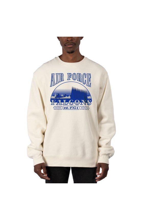 Men's Uscape Apparel Cream Air Force Falcons Premium Heavyweight Pullover Sweatshirt