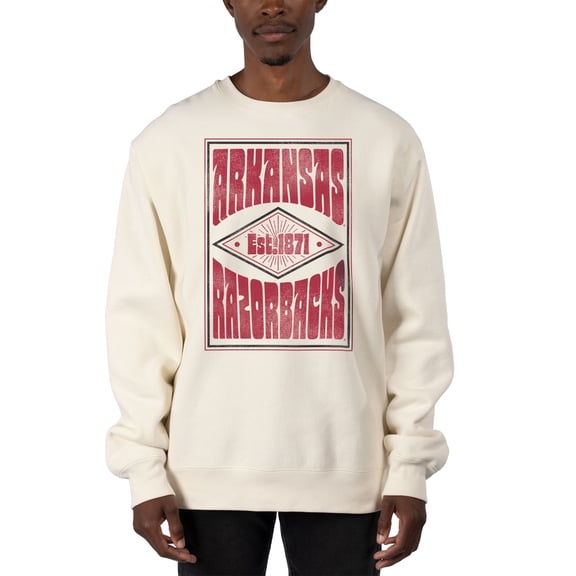 Men's Uscape Apparel Cream Arkansas Razorbacks Premium Heavyweight Pullover Sweatshirt