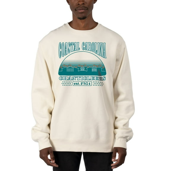 Men's Uscape Apparel Cream Coastal Carolina Chanticleers Premium Heavyweight Pullover Sweatshirt