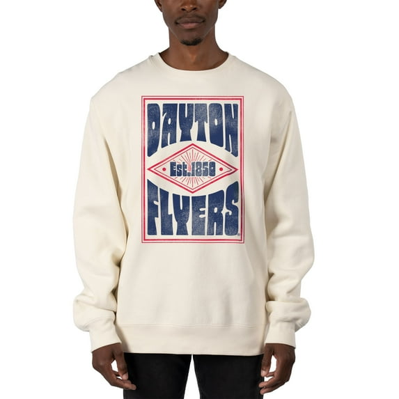 Men's Uscape Apparel Cream Dayton Flyers Premium Heavyweight Pullover Sweatshirt