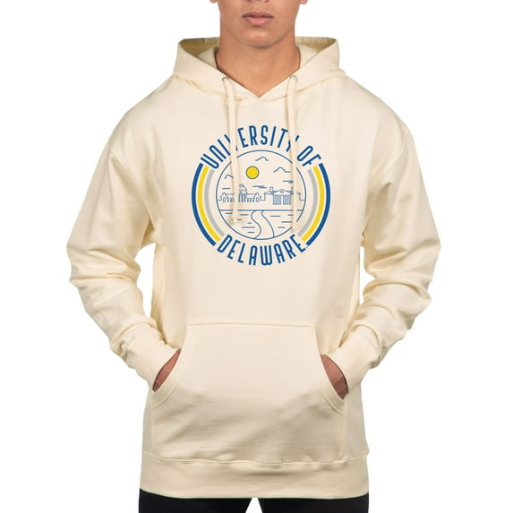 Men's Uscape Apparel Cream Delaware Fightin' Blue Hens Standard Pullover Hoodie