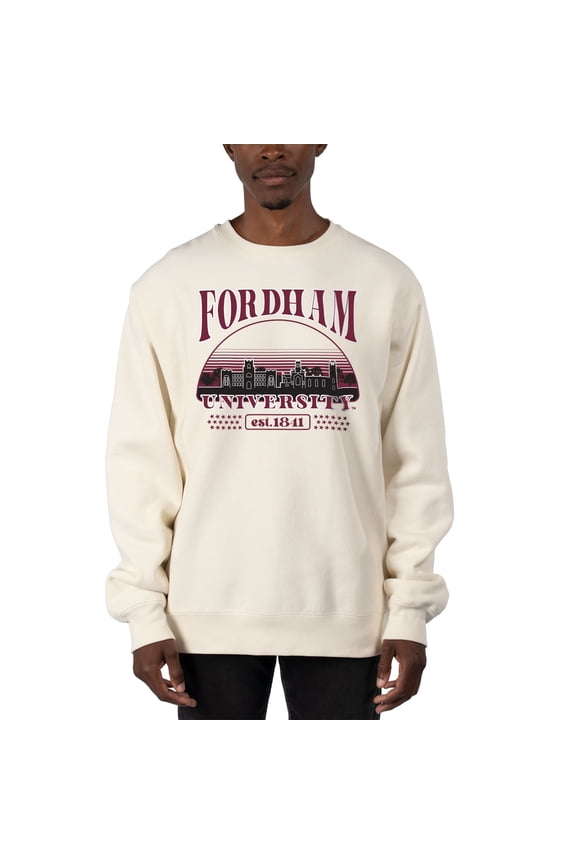 Men's Uscape Apparel Cream Fordham Rams Premium Heavyweight Pullover Sweatshirt