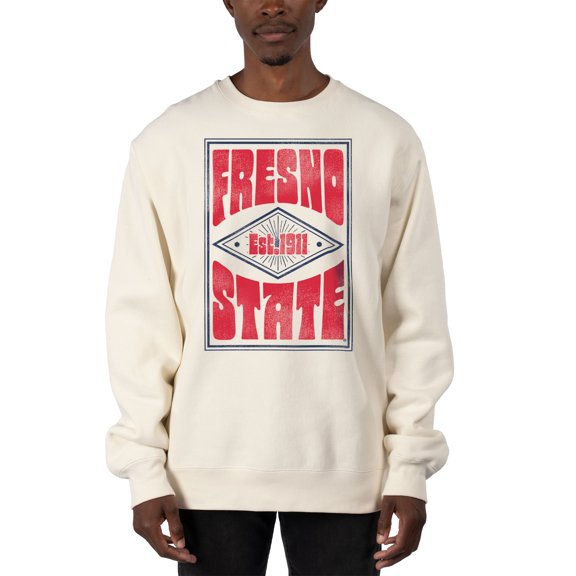 Men's Uscape Apparel Cream Fresno State Bulldogs Premium Heavyweight Pullover Sweatshirt