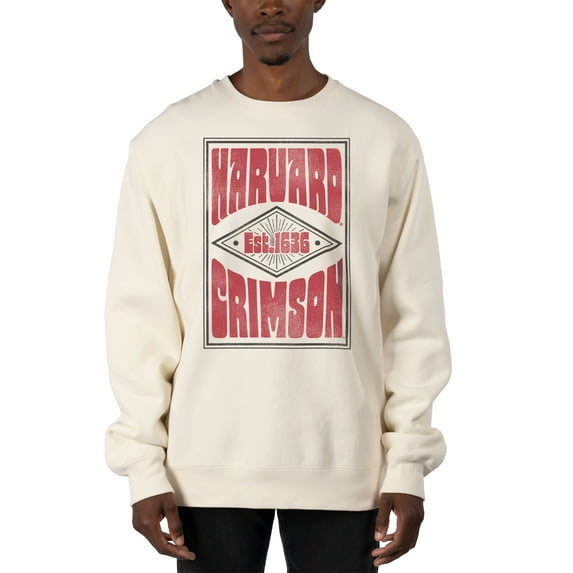 Men's Uscape Apparel Cream Harvard Crimson Premium Heavyweight Pullover Sweatshirt