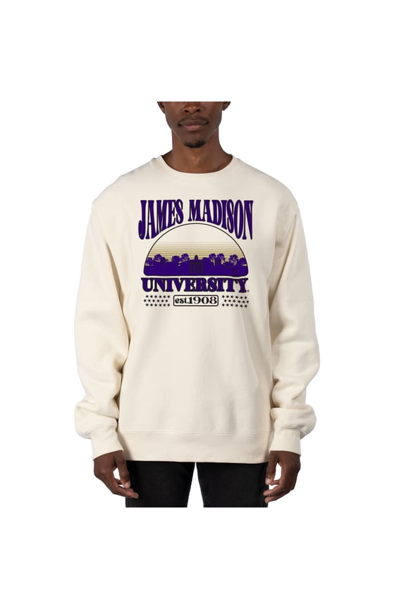 Men's Uscape Apparel Cream James Madison Dukes Premium Heavyweight Pullover Sweatshirt