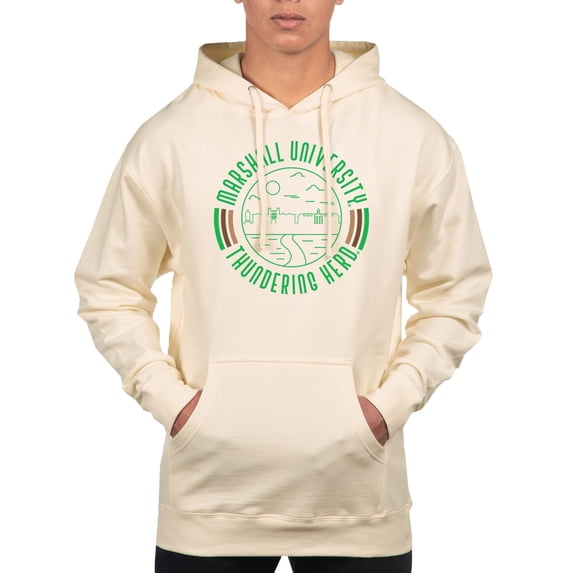 Men's Uscape Apparel Cream Marshall Thundering Herd Standard Pullover Hoodie