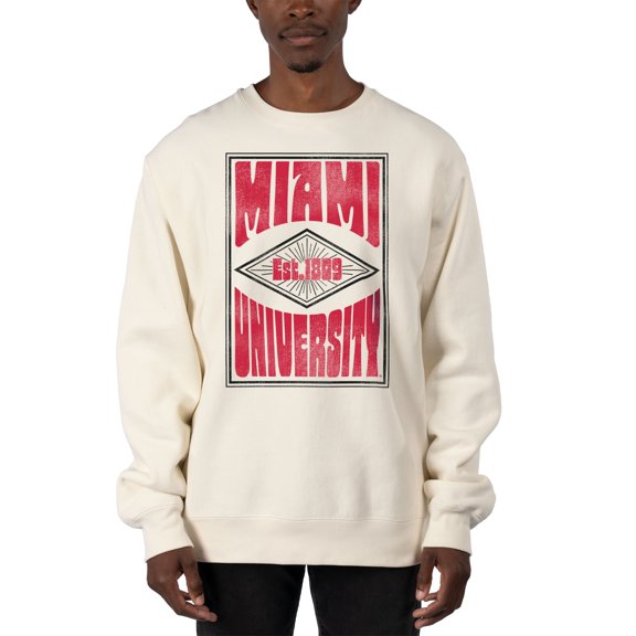 Men's Uscape Apparel Cream Miami University RedHawks Premium Heavyweight Pullover Sweatshirt