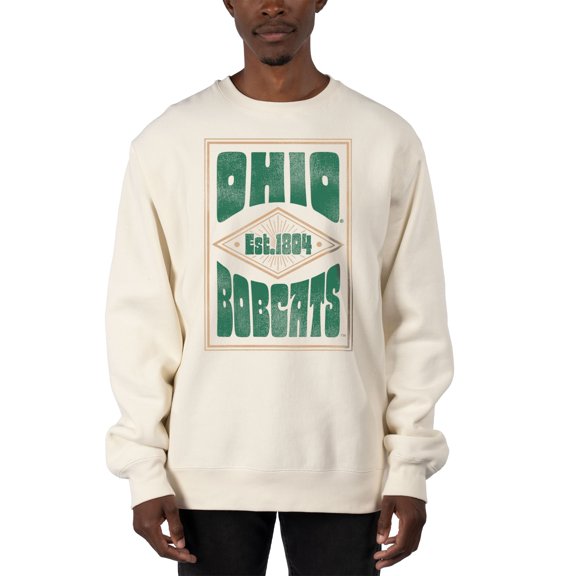 Men's Uscape Apparel Cream Ohio Bobcats Premium Heavyweight Pullover Sweatshirt