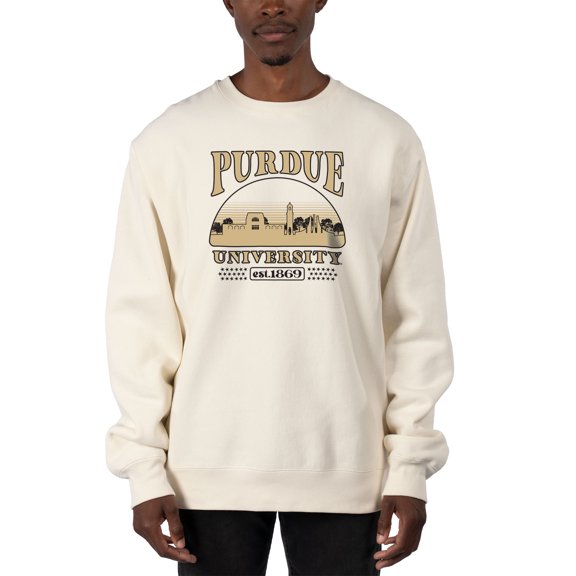 Men's Uscape Apparel Cream Purdue Boilermakers Premium Heavyweight Pullover Sweatshirt