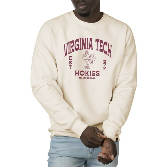 Men's Uscape Apparel Cream Virginia Tech Hokies Premium Heavyweight Crew Neck Sweatshirt
