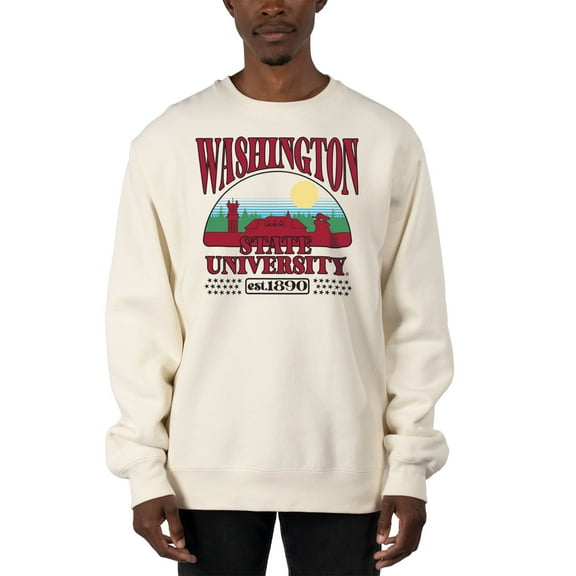 Men's Uscape Apparel Cream Washington State Cougars Premium Heavyweight Pullover Sweatshirt