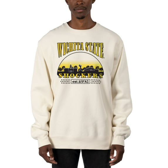 Men's Uscape Apparel Cream Wichita State Shockers Premium Heavyweight Pullover Sweatshirt