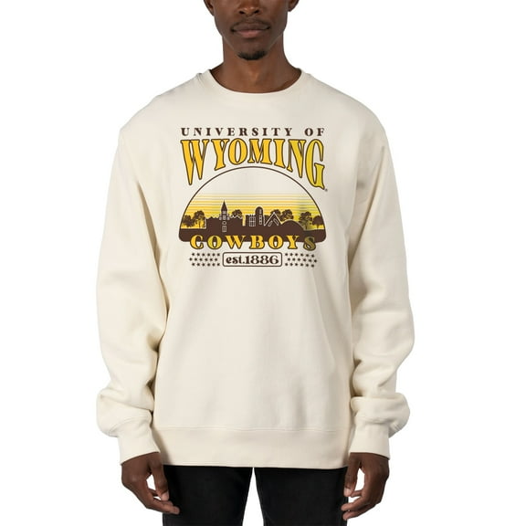 Men's Uscape Apparel Cream Wyoming Cowboys Premium Heavyweight Pullover Sweatshirt