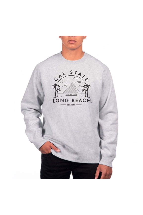 Men's Uscape Apparel Gray Cal State Long Beach The Beach Premium Heavyweight Crew Neck Sweatshirt