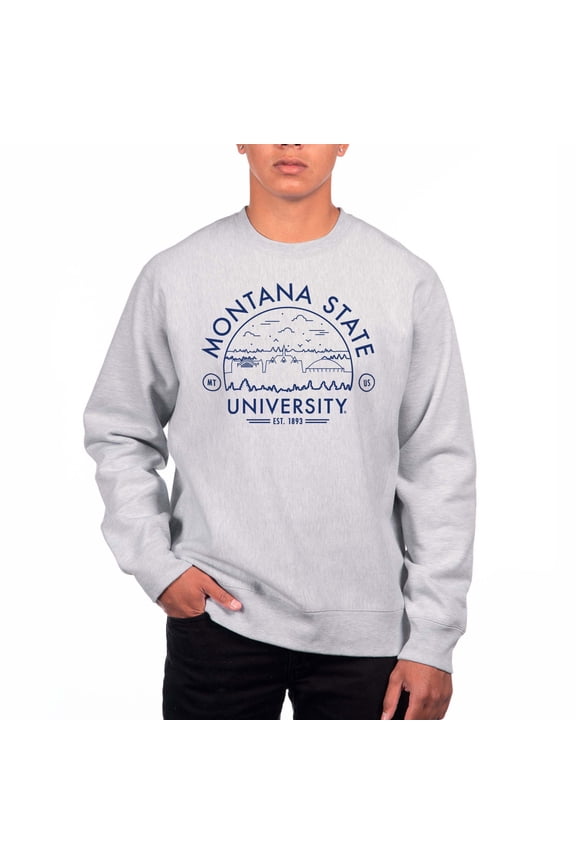 Men's Uscape Apparel Gray Montana State Bobcats Premium Heavyweight Crew Neck Sweatshirt