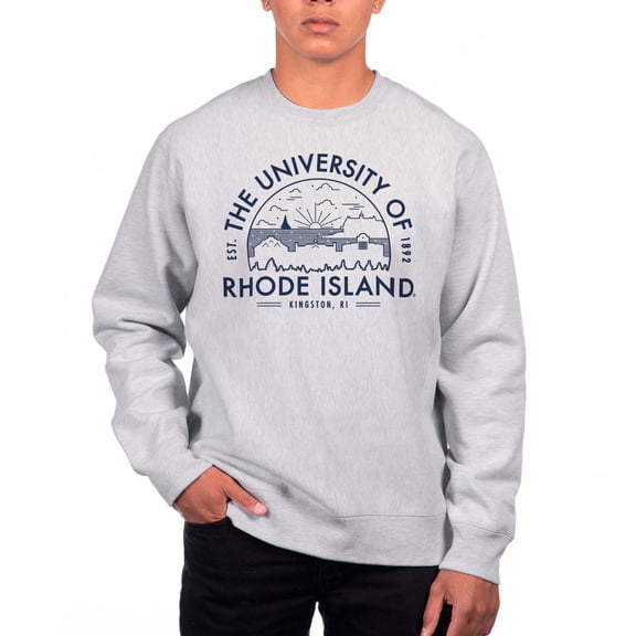 Men's Uscape Apparel Gray Rhode Island Rams Premium Heavyweight Crew Neck Sweatshirt