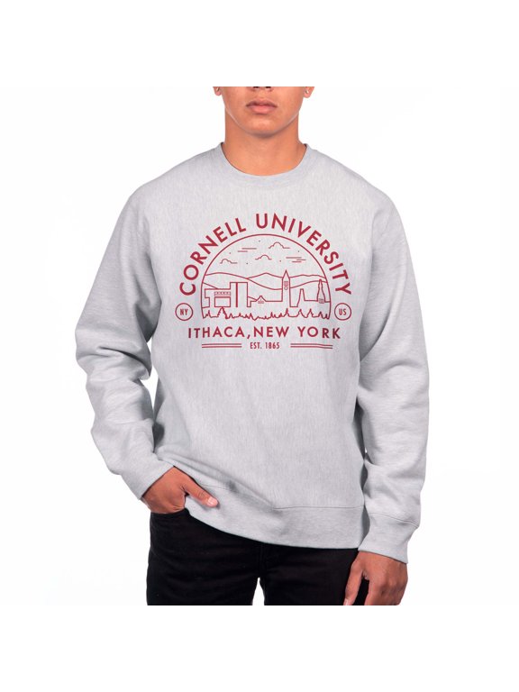 Men's Uscape Apparel Heather Gray Cornell Big Red Premium Heavyweight Pullover Sweatshirt