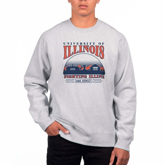 Men's Uscape Apparel Heather Gray Illinois Fighting Illini Premium Heavyweight Crewneck Sweatshirt