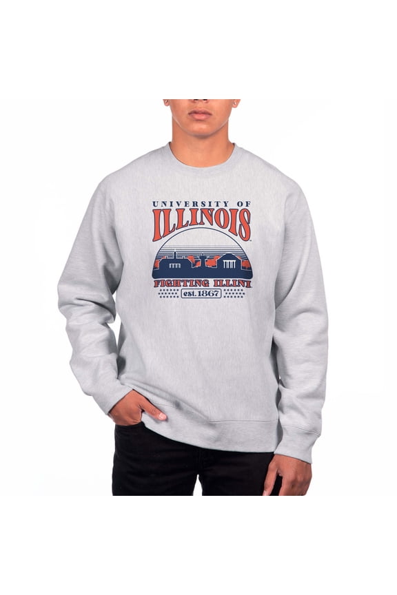 Men's Uscape Apparel Heather Gray Illinois Fighting Illini Premium Heavyweight Crewneck Sweatshirt