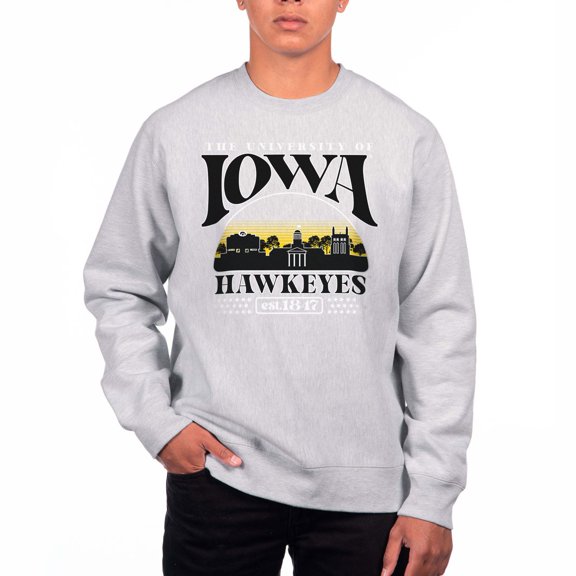 Men's Uscape Apparel Heather Gray Iowa Hawkeyes Premium Heavyweight Pullover Sweatshirt