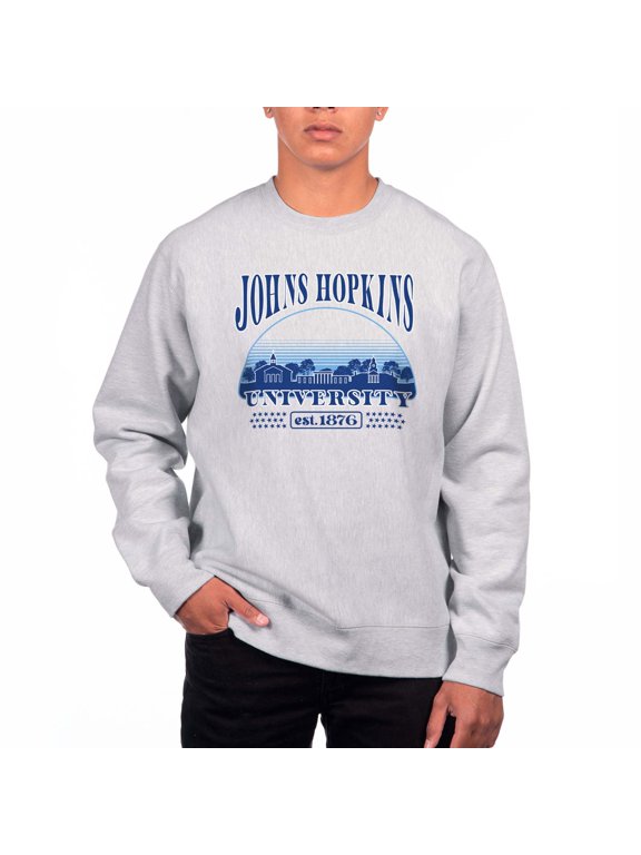 Men's Uscape Apparel Heather Gray Johns Hopkins Blue Jays Premium Heavyweight Crewneck Sweatshirt