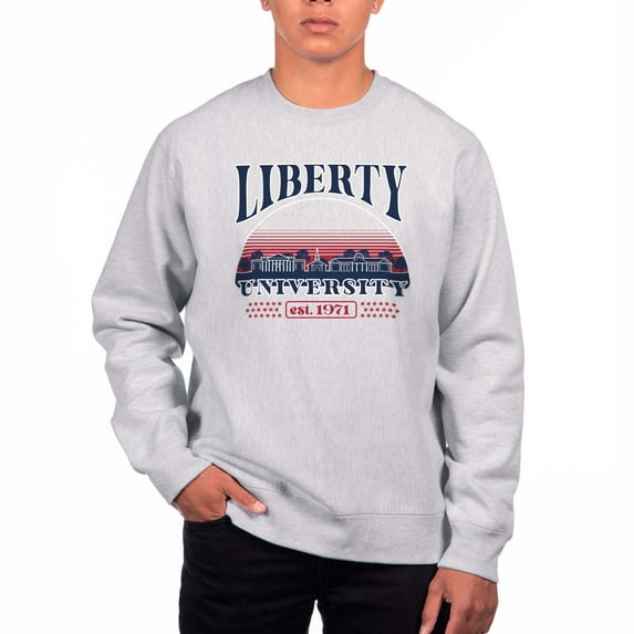 Men's Uscape Apparel Heather Gray Liberty Flames Premium Heavyweight Crewneck Sweatshirt
