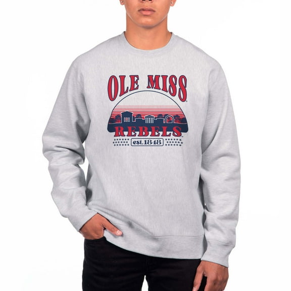 Men's Uscape Apparel Heather Gray Ole Miss Rebels Premium Heavyweight Crewneck Sweatshirt