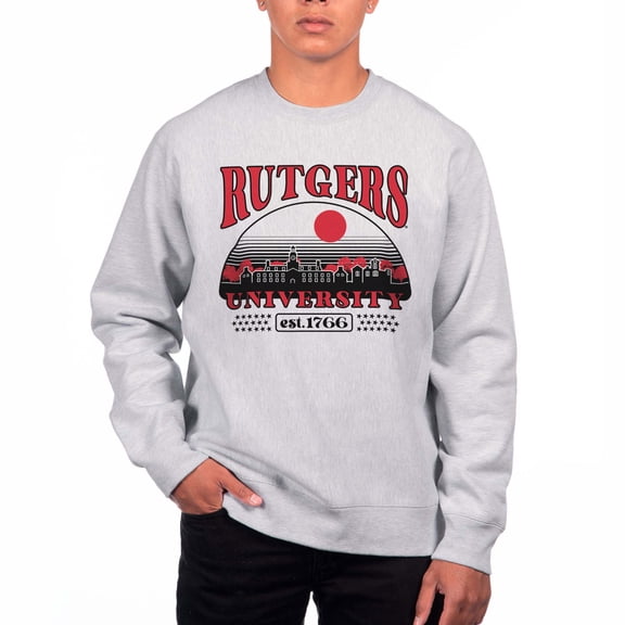 Men's Uscape Apparel Heather Gray Rutgers Scarlet Knights Premium Heavyweight Pullover Sweatshirt