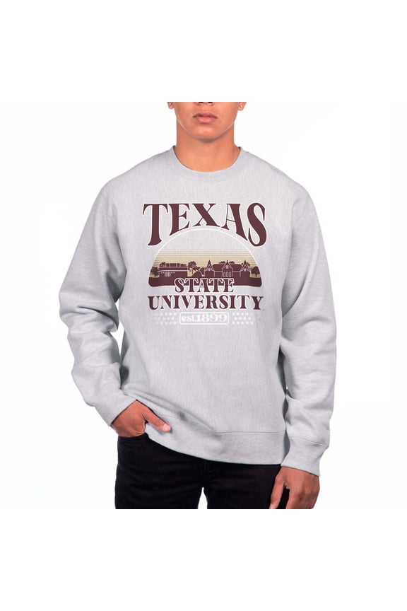 Men's Uscape Apparel Heather Gray Texas State Bobcats Premium Heavyweight Pullover Sweatshirt