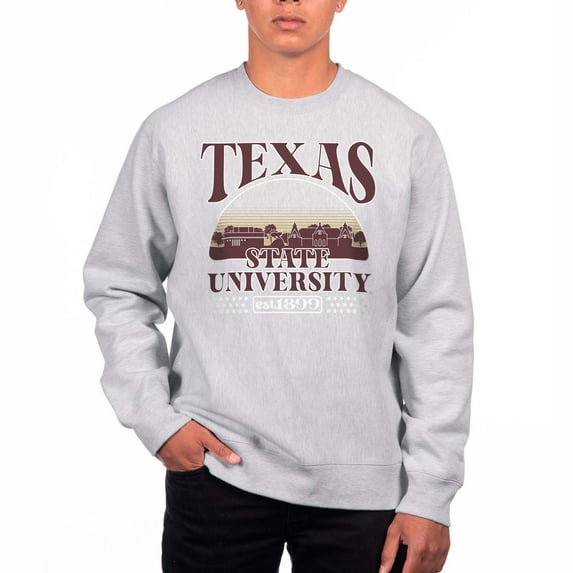 Men's Uscape Apparel Heather Gray Texas State Bobcats Premium Heavyweight Pullover Sweatshirt