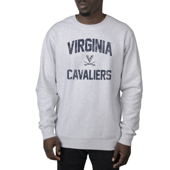 Men's Uscape Apparel Heather Gray Virginia Cavaliers Premium Heavyweight Crew Neck Sweatshirt