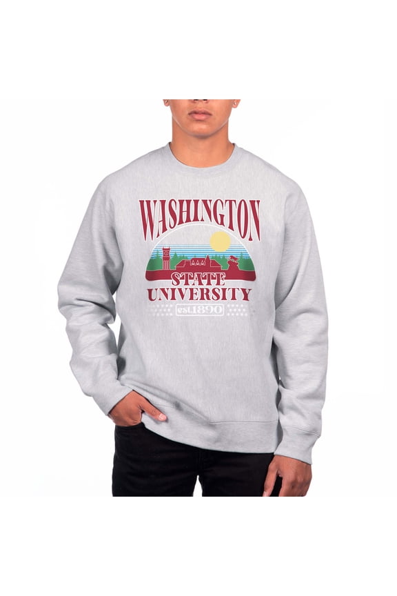 Men's Uscape Apparel Heather Gray Washington State Cougars Premium Heavyweight Pullover Sweatshirt