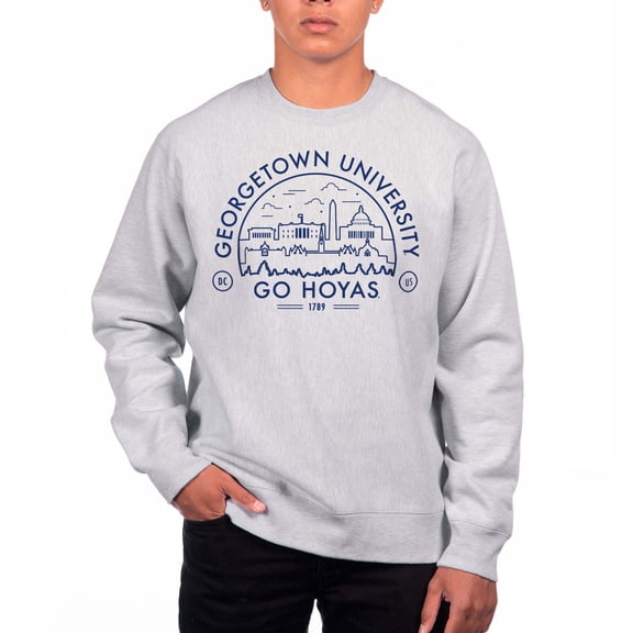 Men's Uscape Apparel Heathered Gray Georgetown Hoyas Premium Fleece Crew Neck Sweatshirt