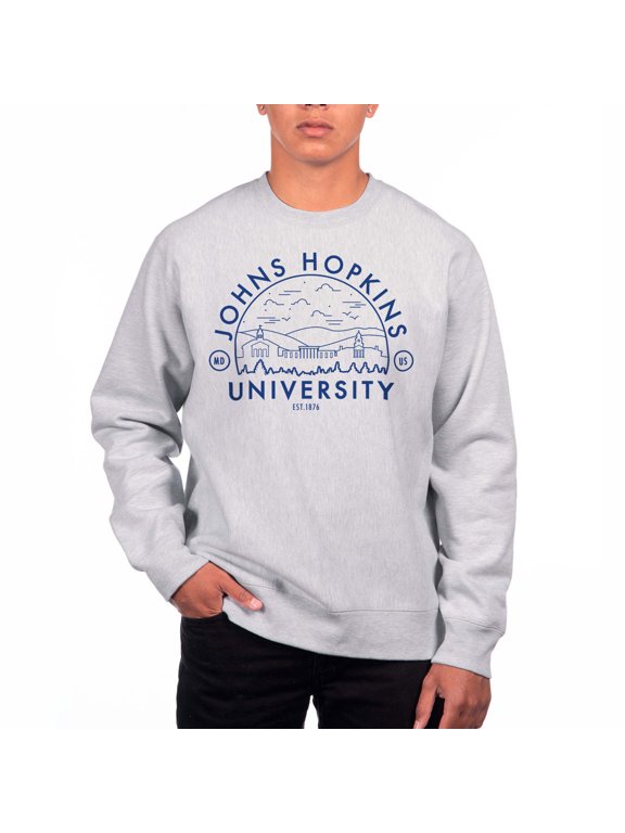 Men's Uscape Apparel Heathered Gray Johns Hopkins Blue Jays Premium Fleece Crew Neck Sweatshirt