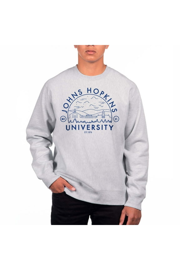 Men's Uscape Apparel Heathered Gray Johns Hopkins Blue Jays Premium Fleece Crew Neck Sweatshirt