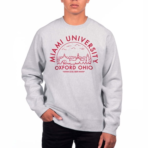 Men's Uscape Apparel Heathered Gray Miami University RedHawks Premium Fleece Crew Neck Sweatshirt