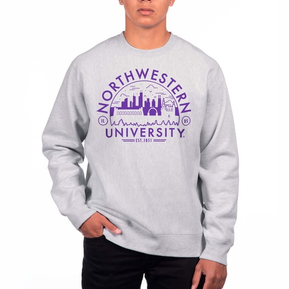 Men's Uscape Apparel Heathered Gray Northwestern Wildcats Premium Fleece Crew Neck Sweatshirt