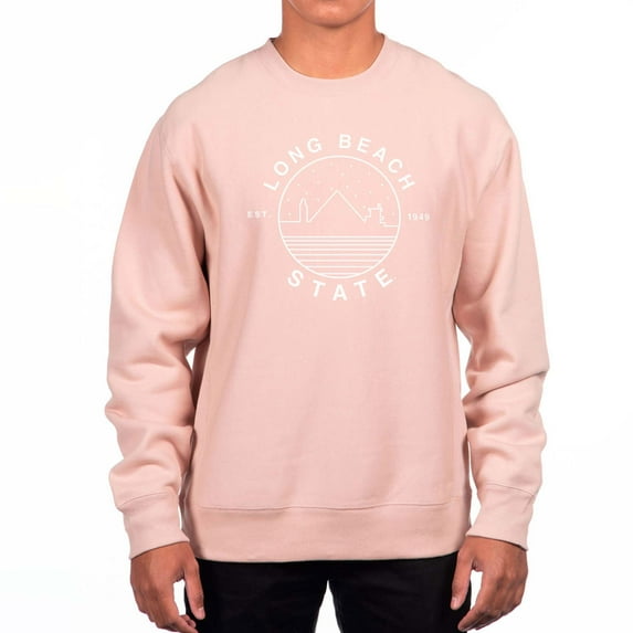 Men's Uscape Apparel Pink Cal State Long Beach The Beach Premium Heavyweight Crew Neck Sweatshirt