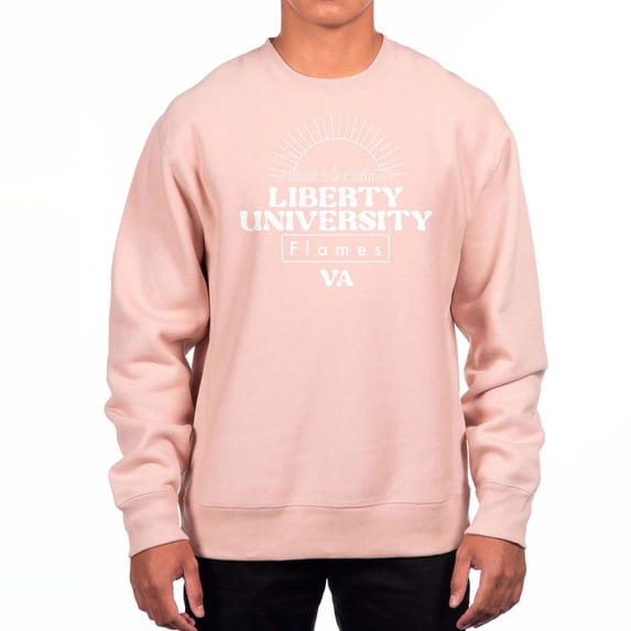 Men's Uscape Apparel Pink Liberty Flames Premium Heavyweight Crewneck Sweatshirt