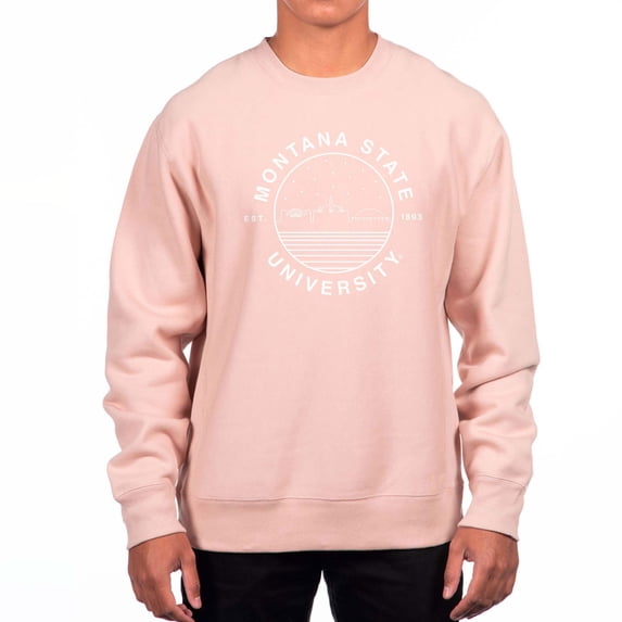 Men's Uscape Apparel Pink Montana State Bobcats Premium Heavyweight Crew Neck Sweatshirt