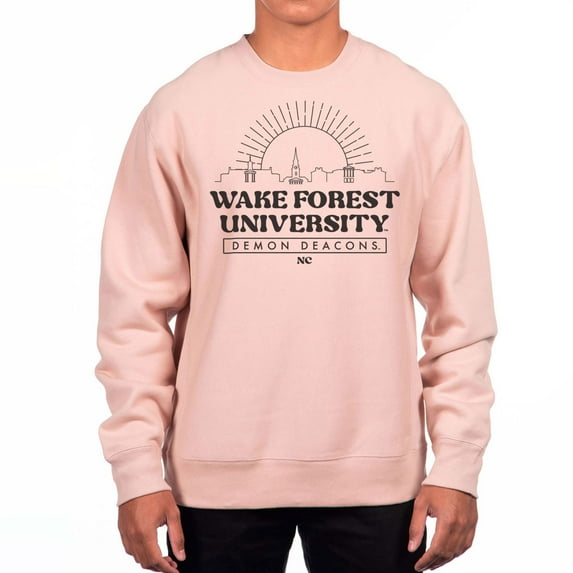 Men's Uscape Apparel Pink Wake Forest Demon Deacons Premium Heavyweight Pullover Sweatshirt