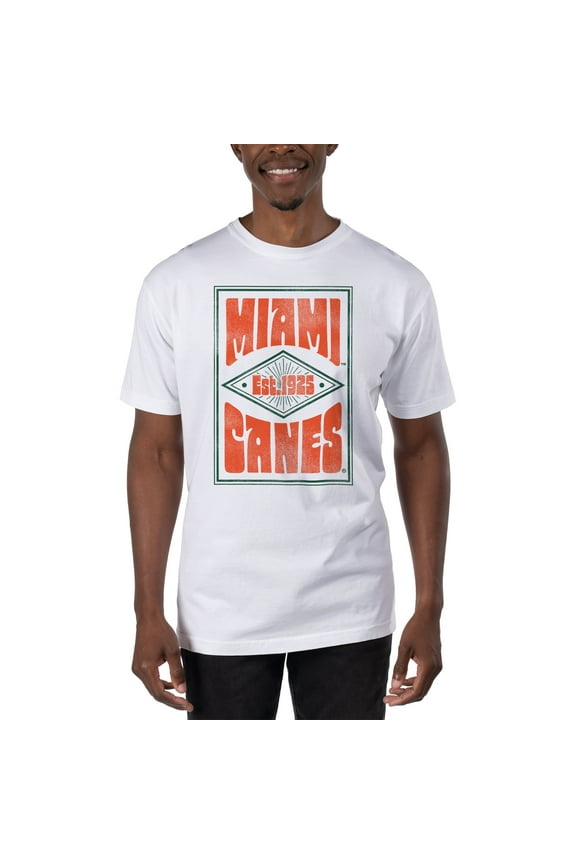 Men's Uscape Apparel White Miami Hurricanes T-Shirt