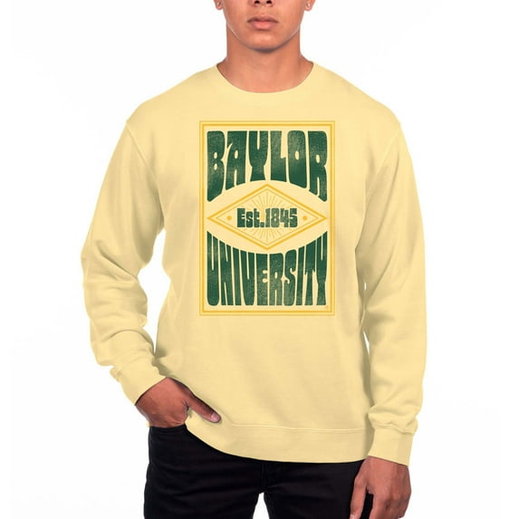 Men's Uscape Apparel Yellow Baylor Bears Pigment Dyed Fleece Crewneck Sweatshirt