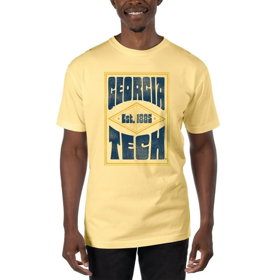 Men's Uscape Apparel Yellow Georgia Tech Yellow Jackets Logo Garment Dyed T-Shirt